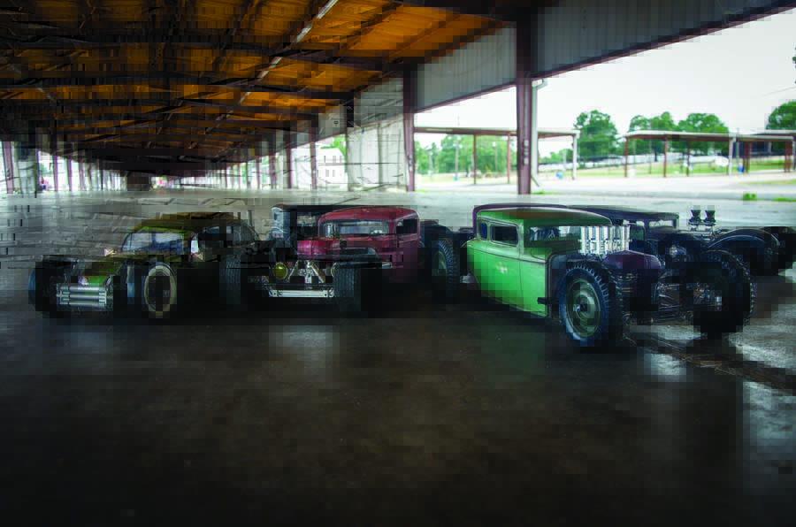 This is what a pristine collection of custom-made RC rat rods looks like.