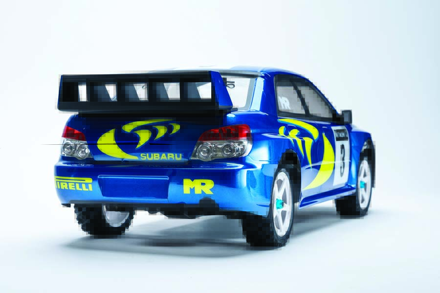 Details such as the competition rear wing and realistic lights help make this Subaru rally racer look the part.