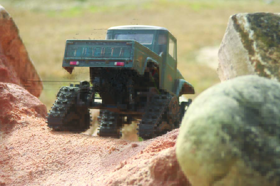 Sporting a cool vintage look and quad track units in place of wheels and tires, the Survivor is a unique and capable vehicle to drive.  