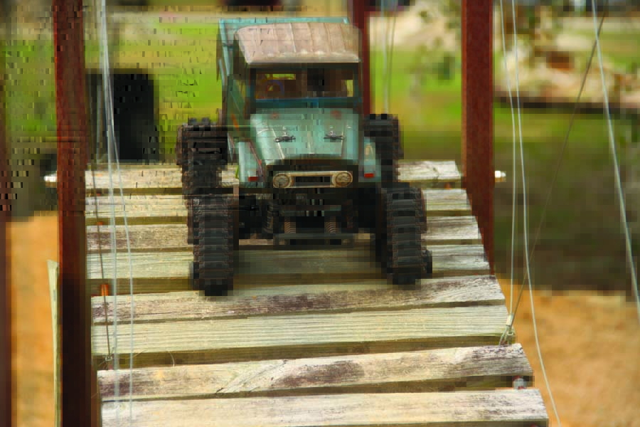The tracks make quick work of sand, snow and mud, so wooden slats don’t stand a chance!