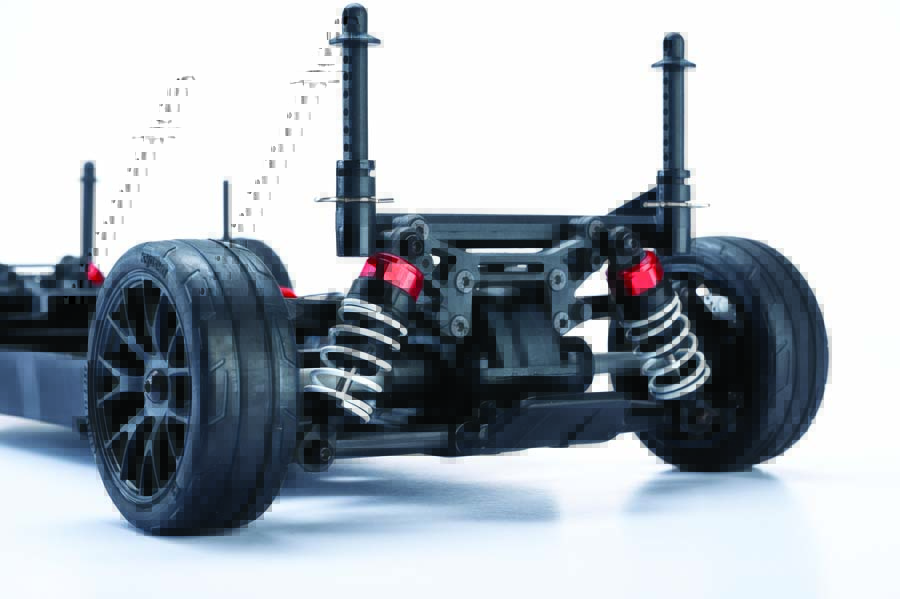 The Fazer Mk2 suspension features optimized low-profile geometry with fluid-filled coilover shocks front and rear.
