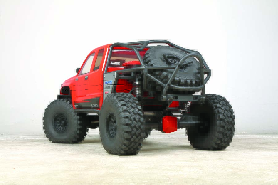 SCX6 Trail Honcho comes with 7-inch-tall, officially licensed Falken Wildpeak M/T tires and licensed Black Rhino Primm three-piece beadlock wheels.