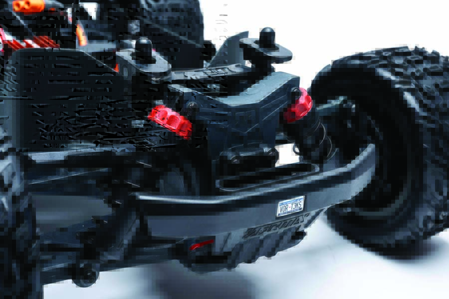 The Vorteks Boost features the same heavy-duty shock towers as the higher-power brushless version.