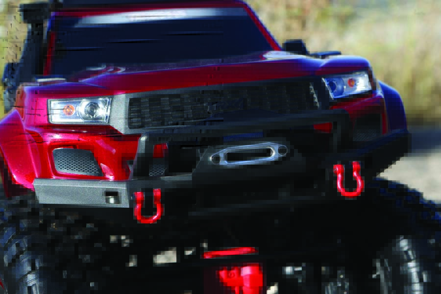 The Sport’s front bumper comes complete with details such as a winch fairlead and shackles.